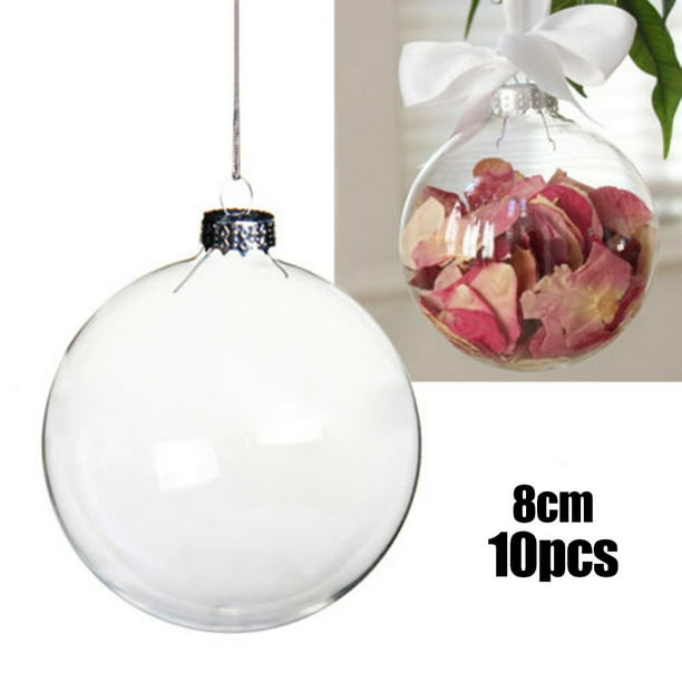 1/10X Clear Plastic Ball Baubles Sphere Fillable Christmas Tree Ornament Xmas